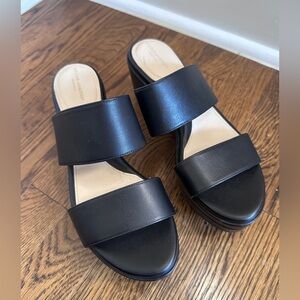 Grand Ambitions Cole Haan black leather slip on wedged sandals size 7.5